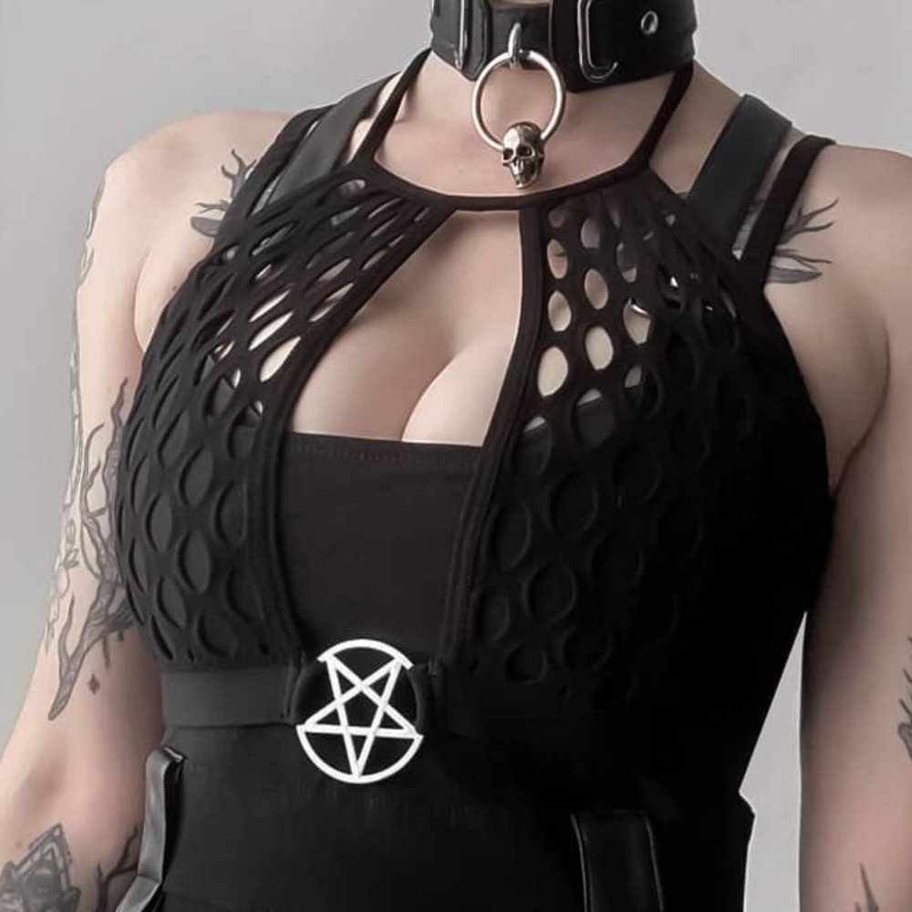 Killstar Black Pentagram Detail Bra